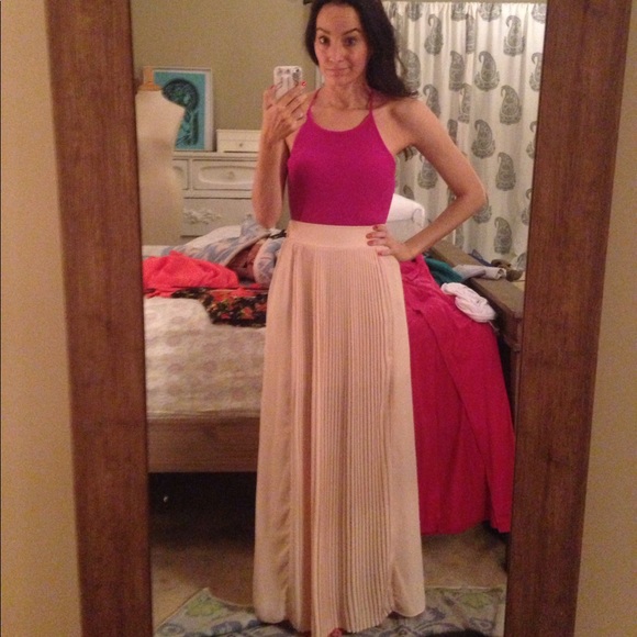 pale pink maxi skirt